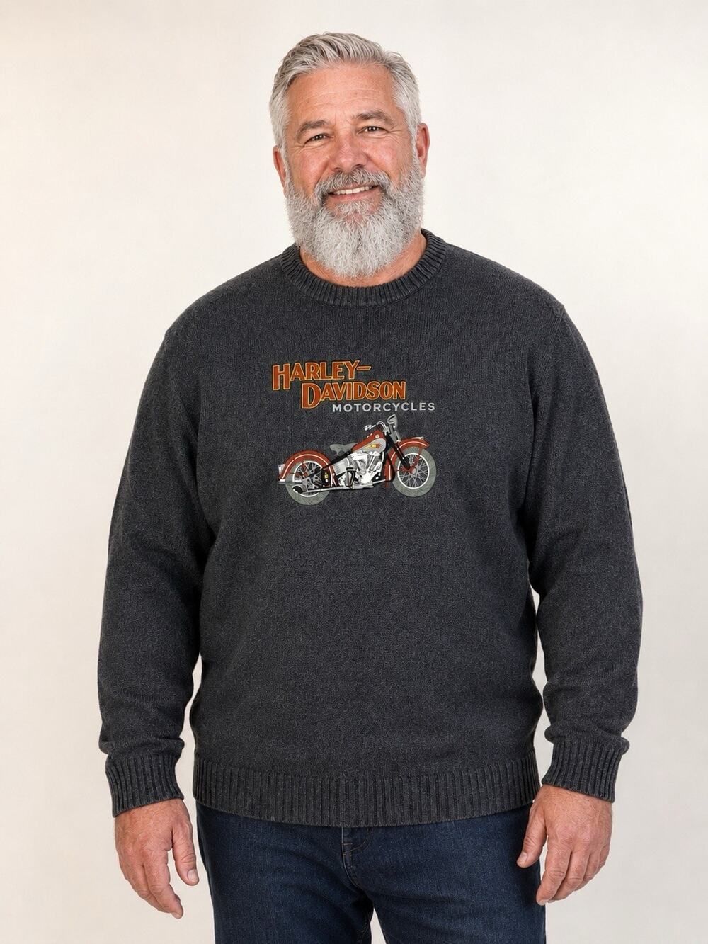 Harley-Davidson Vintage Sweater Men’s 3XL Gray Motorcycle Graphic Knit Pullover